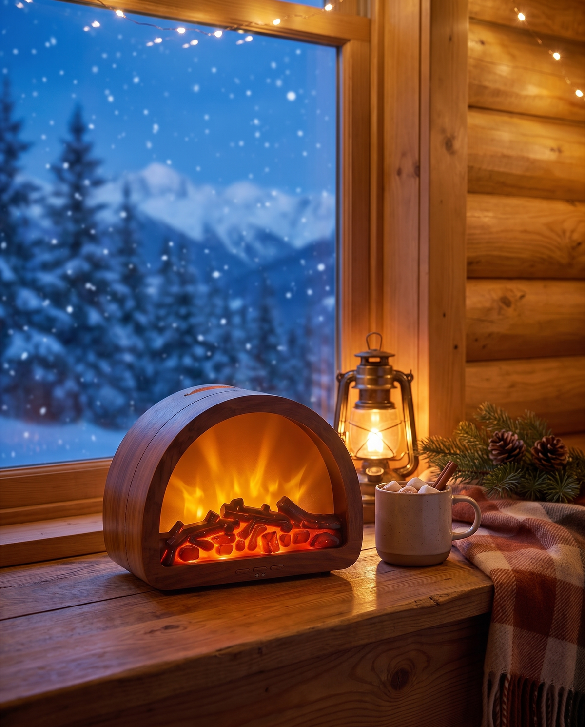 HearthMist Mini Fireplace in a cozy bedroom